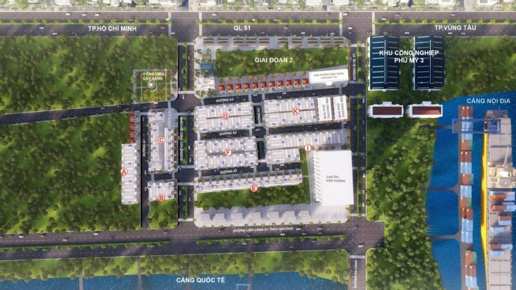 DỰ ÁN ĐẤT NỀN PHÚ MỸ CENTRAL PORT BÀ RỊA VŨNG TÀU 14 Mặt bằng tổng thể dự án Phú Mỹ Central