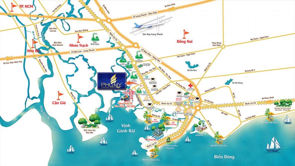 DỰ ÁN ĐẤT NỀN PHÚ MỸ CENTRAL PORT BÀ RỊA VŨNG TÀU 10 Vị trí dự án Phú Mỹ Central Port